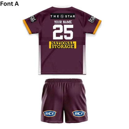 Brisbane Broncos 2025 Kids Home Jersey and Shorts Kit