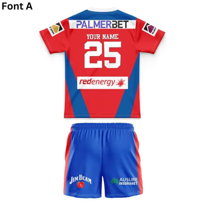 Newcastle Knights 2025 Kids Home Jersey and Shorts Kit
