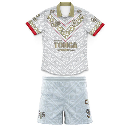 Mate Ma'a Tonga 2026 Kids World Cup Away Polo Shirt and Shorts Kit