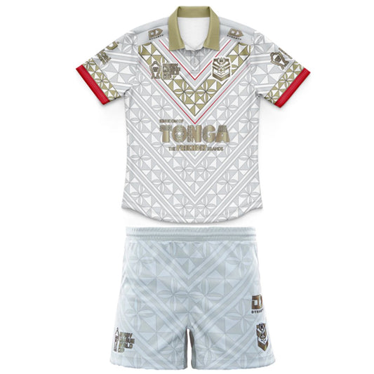 Mate Ma'a Tonga 2026 Kids World Cup Away Polo Shirt and Shorts Kit