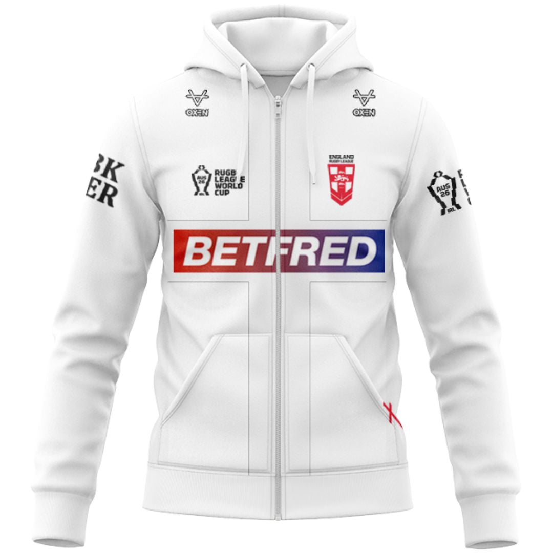 England 2026 Rugby League World Cup Home Hoodie with Zipper
