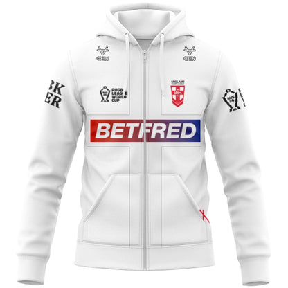 England 2026 Rugby League World Cup Home Hoodie with Zipper