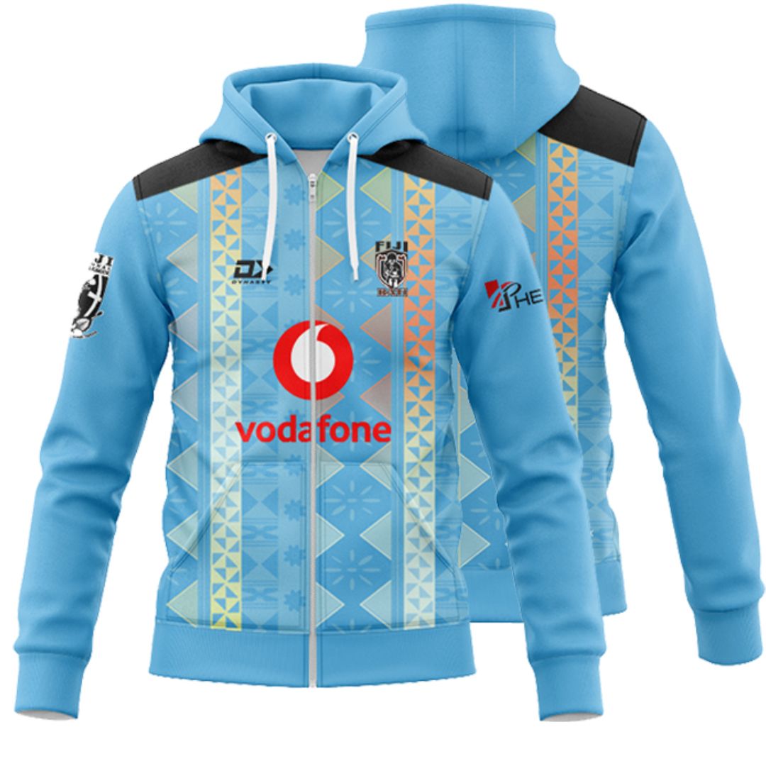 Fiji Bati 2026 World Cup Cyan Training Hoodie with Zipper