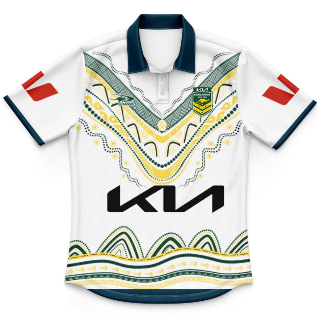 Australia Kangaroos 2026 Rugby League World Cup Kids Indigenous Polo Shirt