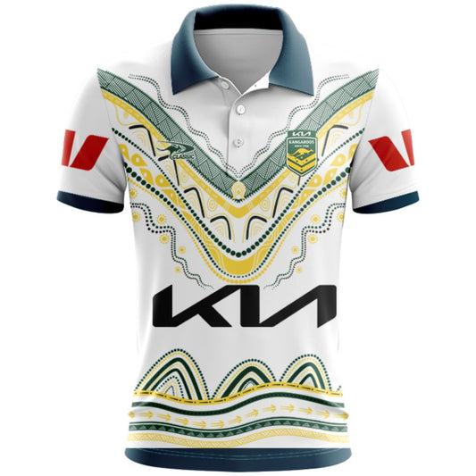 Australia Kangaroos 2026 Rugby League World Cup Indigenous Polo Shirt