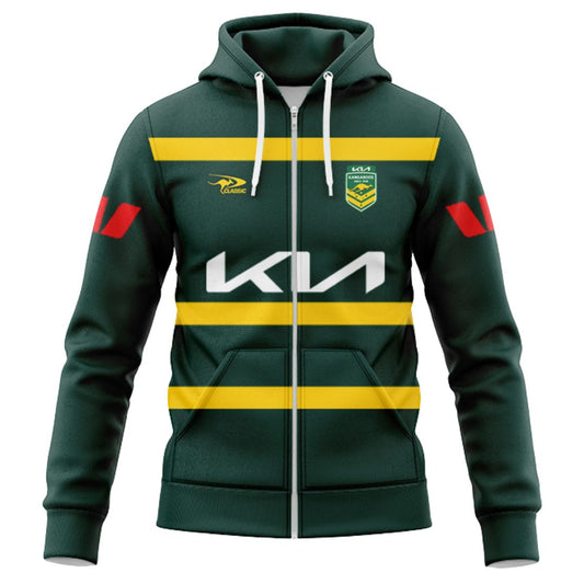 Australia Kangaroos 2026 Rugby League World Cup Captains Run Hoodie with Zipper