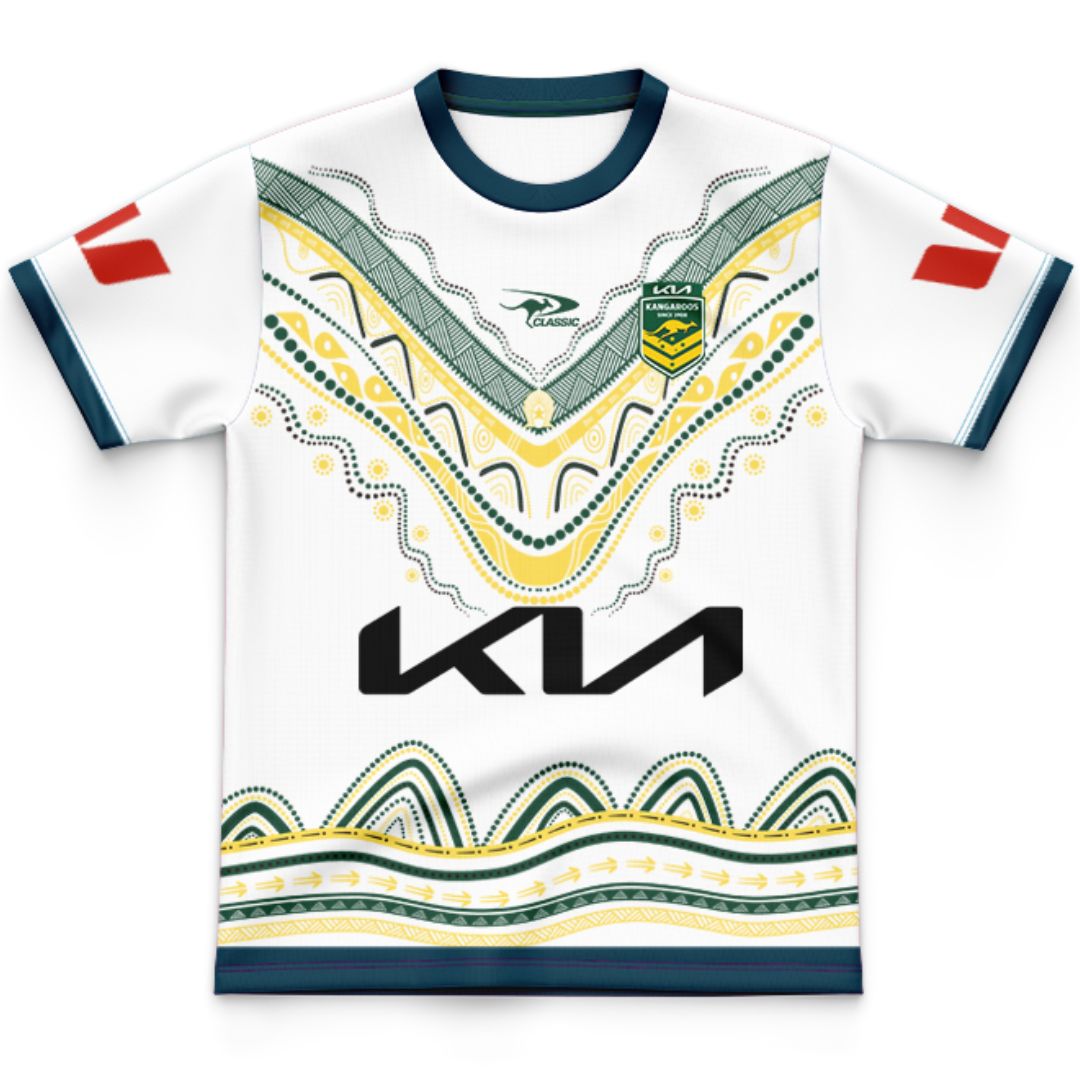 Australia Kangaroos 2026 Rugby League World Cup Kids Indigenous Jersey