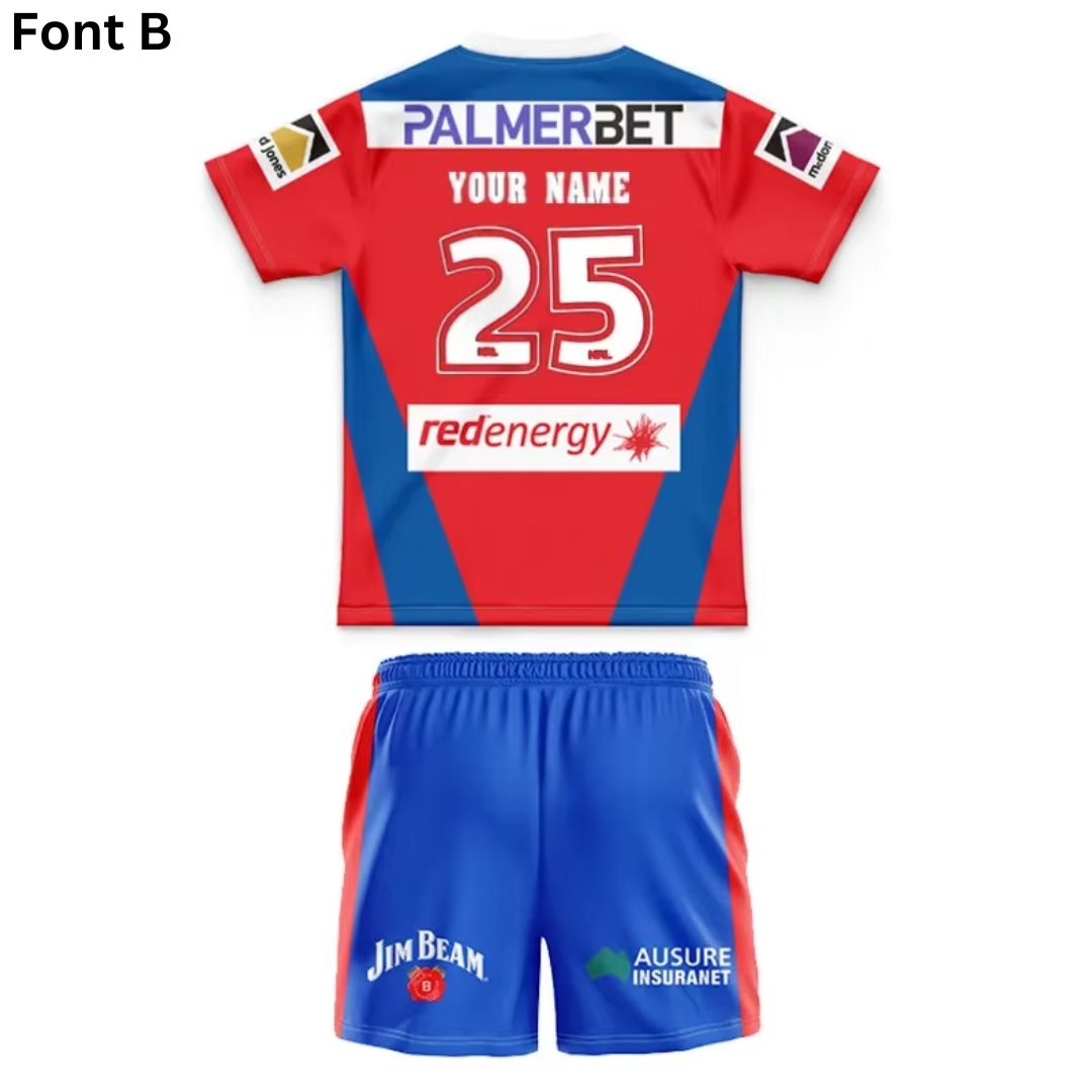 Newcastle Knights 2025 Kids Home Jersey and Shorts Kit