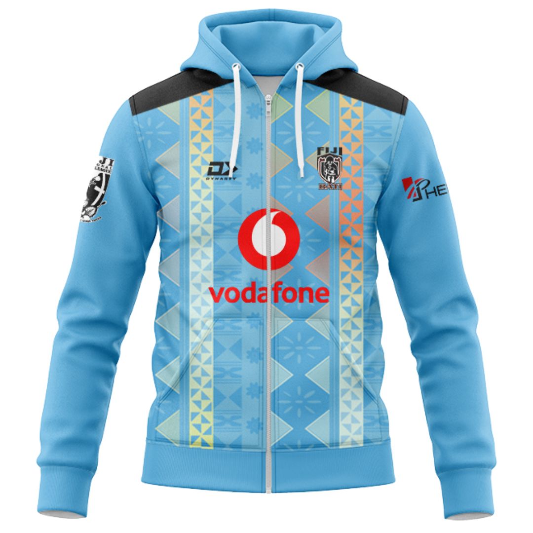 Fiji Bati 2026 World Cup Cyan Training Hoodie with Zipper