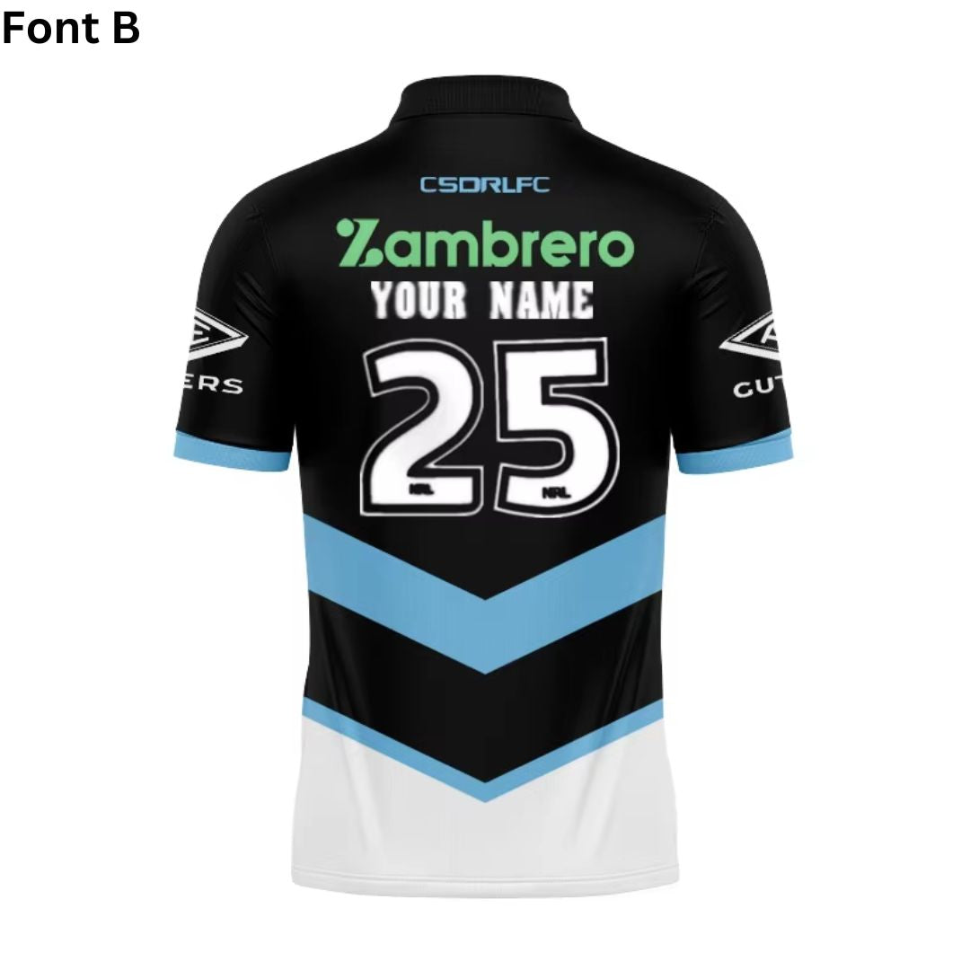 Cronulla Sutherland Sharks 2025 Kids Away Polo Shirt