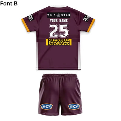 Brisbane Broncos 2025 Kids Home Jersey and Shorts Kit