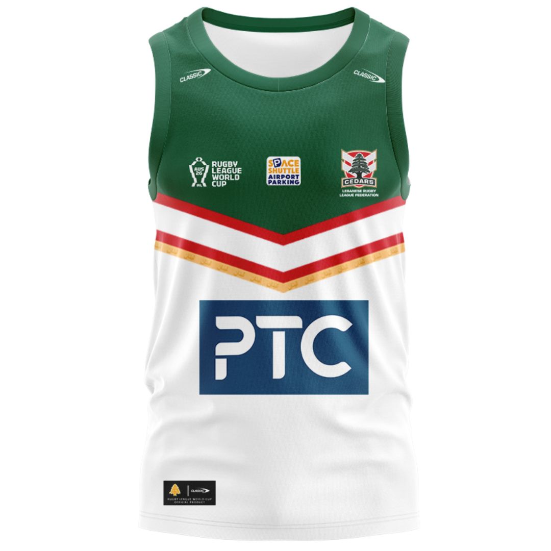Lebanon Cedars 2026 Rugby League World Cup Away Singlet