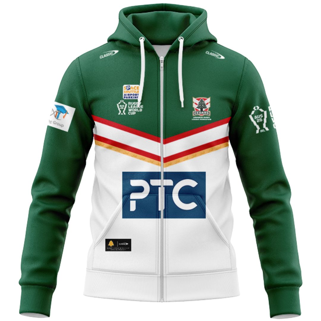 Lebanon Cedars 2026 Rugby League World Cup Away Hoodie with Zipper