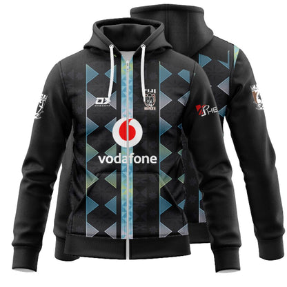 Fiji Bati 2026 World Cup Black Training Hoodie with Zipper