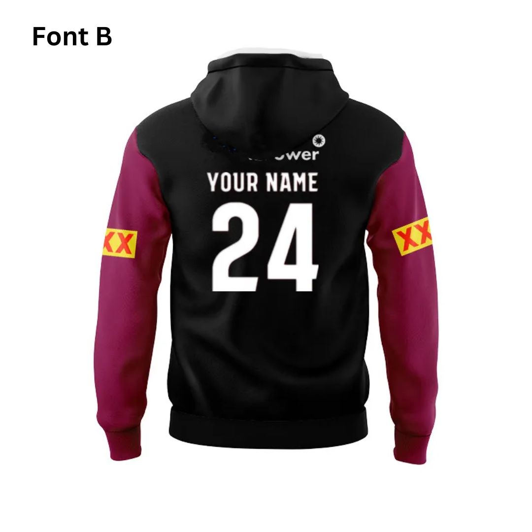 Queensland Maroons 2024 State Of Origin Black Front Hoodie