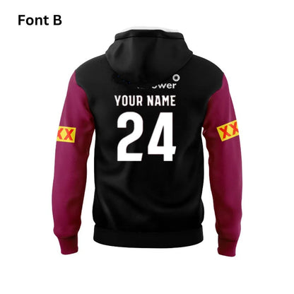 Queensland Maroons 2024 State Of Origin Black Front Hoodie