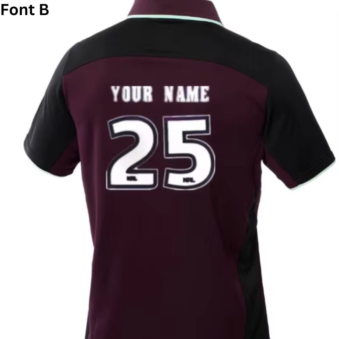Brisbane Broncos 2025 Kids Black Sleeve Polo Shirt