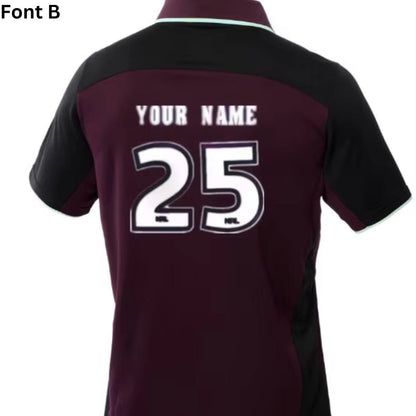 Brisbane Broncos 2025 Kids Black Sleeve Polo Shirt