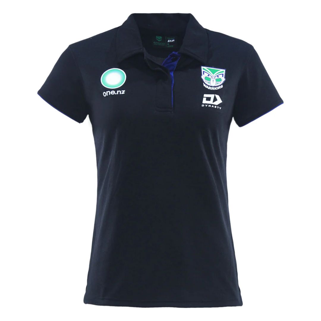 New Zealand Warriors 2025 Women's Black Media Polo Shirt