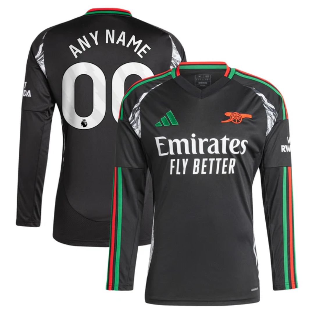 Arsenal Gunners 2024/25 Long Sleeve Away Jersey Shirt (Add Your Own Name & Number)