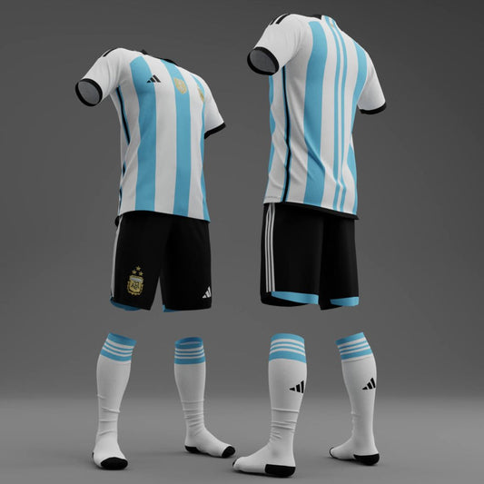 Argentina 2022/23 World Cup Home Kit - Includes Shirt, Shorts & Socks (3 Stars)