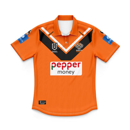 Wests Tigers 2025 Kids Away Polo Shirt and Shorts Kit