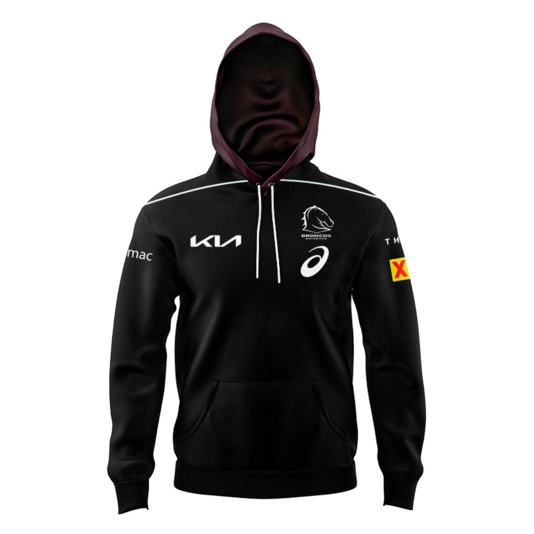 Brisbane Broncos 2025 Black Front Hoodie