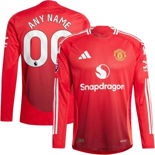Manchester United 2024/25 Long Sleeve Home Jersey Shirt (Add Your Own Name & Number)