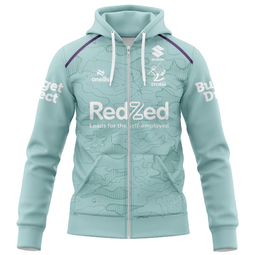 Melbourne Storm 2026 Mint Green Training Hoodie with Zipper