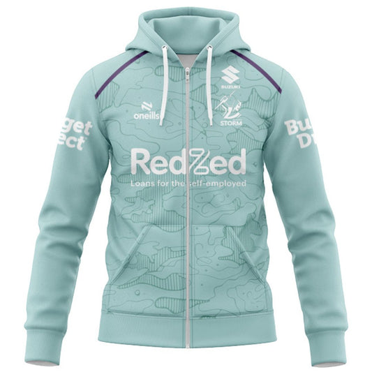 Melbourne Storm 2026 Mint Green Training Hoodie with Zipper