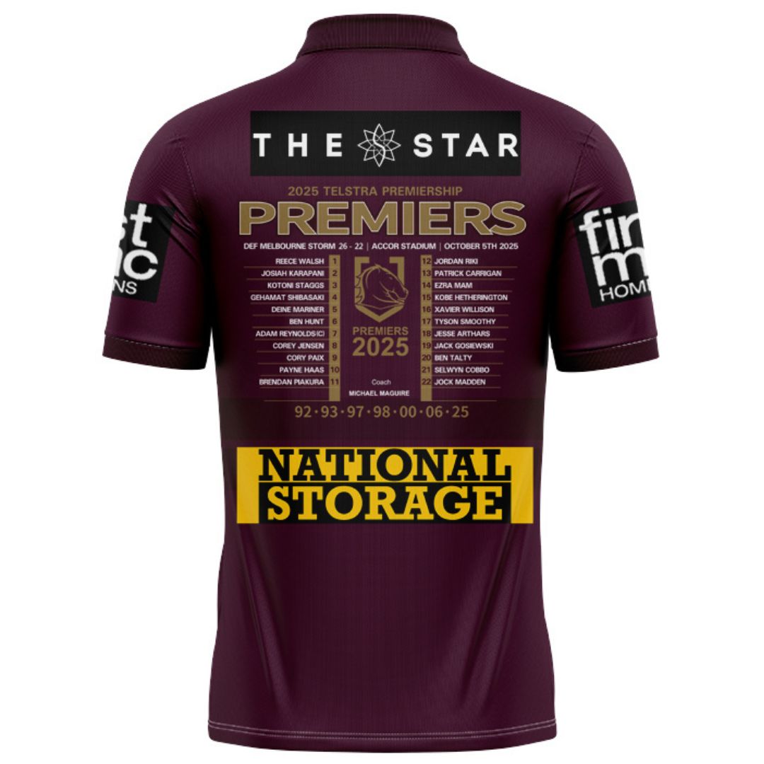 Brisbane Broncos 2025 Premiers Home Polo Shirt