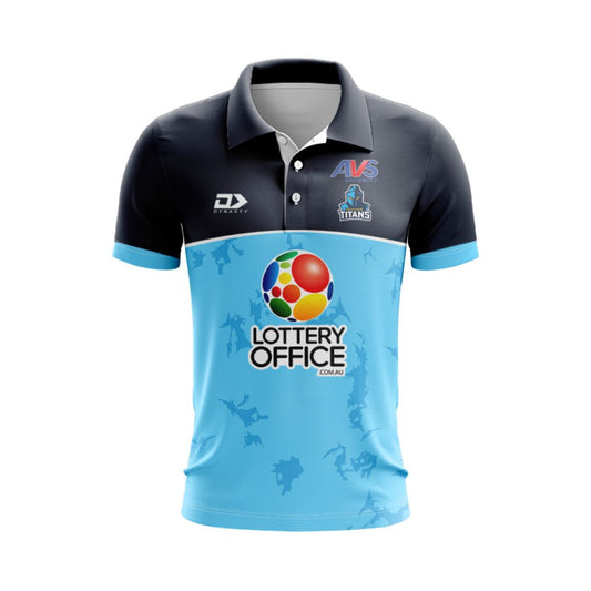 Gold Coast Titans 2025 Cyan Blue Training Polo Shirt