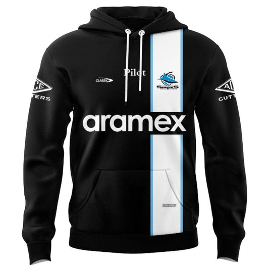 Cronulla Sutherland Sharks 2026 Black and White Training Hoodie