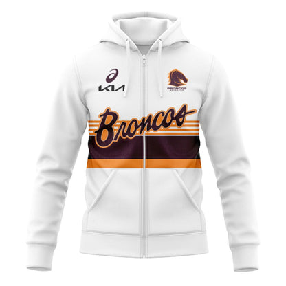 Brisbane Broncos 2025 Run Out Hoodie with Zipper