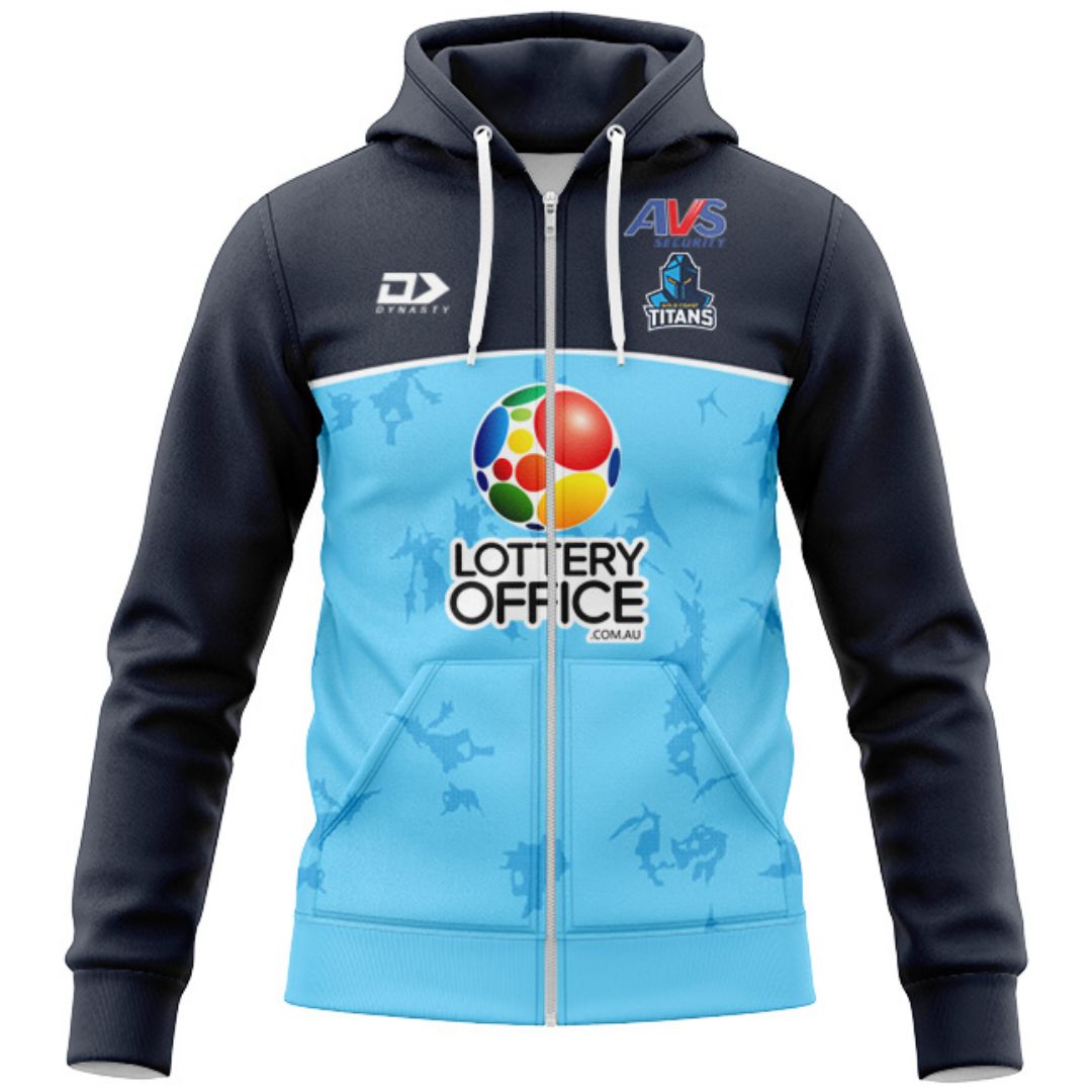 Gold Coast Titans 2025 Cyan Blue Training Hoodie with Zipper