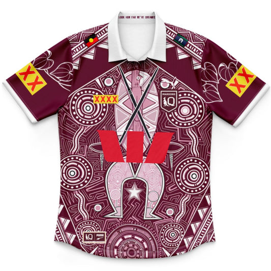 Queensland Maroons 2026 State Of Origin Kids Indigenous Polo Shirt