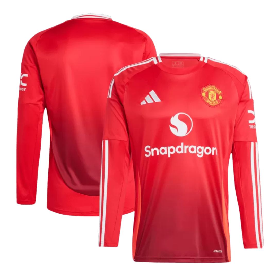 Manchester United 2024/25 Long Sleeve Home Jersey Shirt (Add Your Own Name & Number)