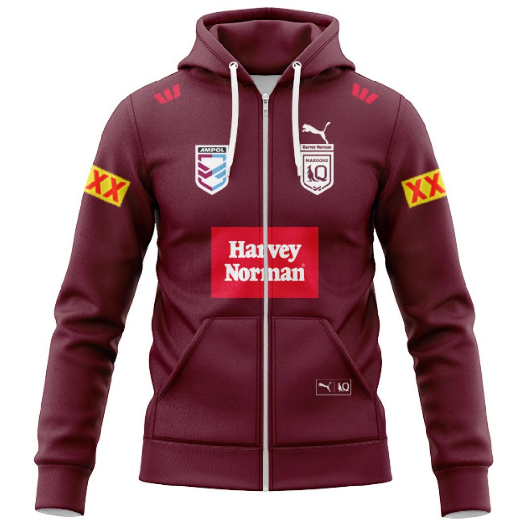 Queensland Maroons 2026 State Of Origin Harvey Norman Hoodie with Zipper