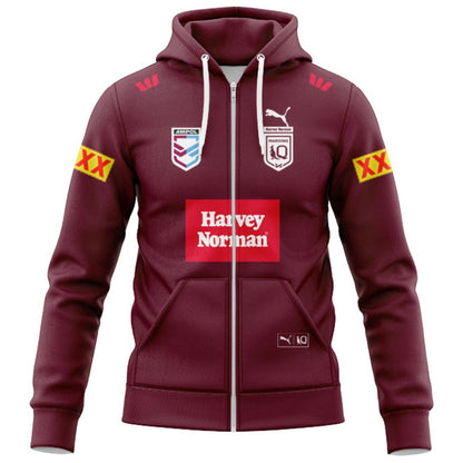 Queensland Maroons 2026 State Of Origin Harvey Norman Hoodie with Zipper