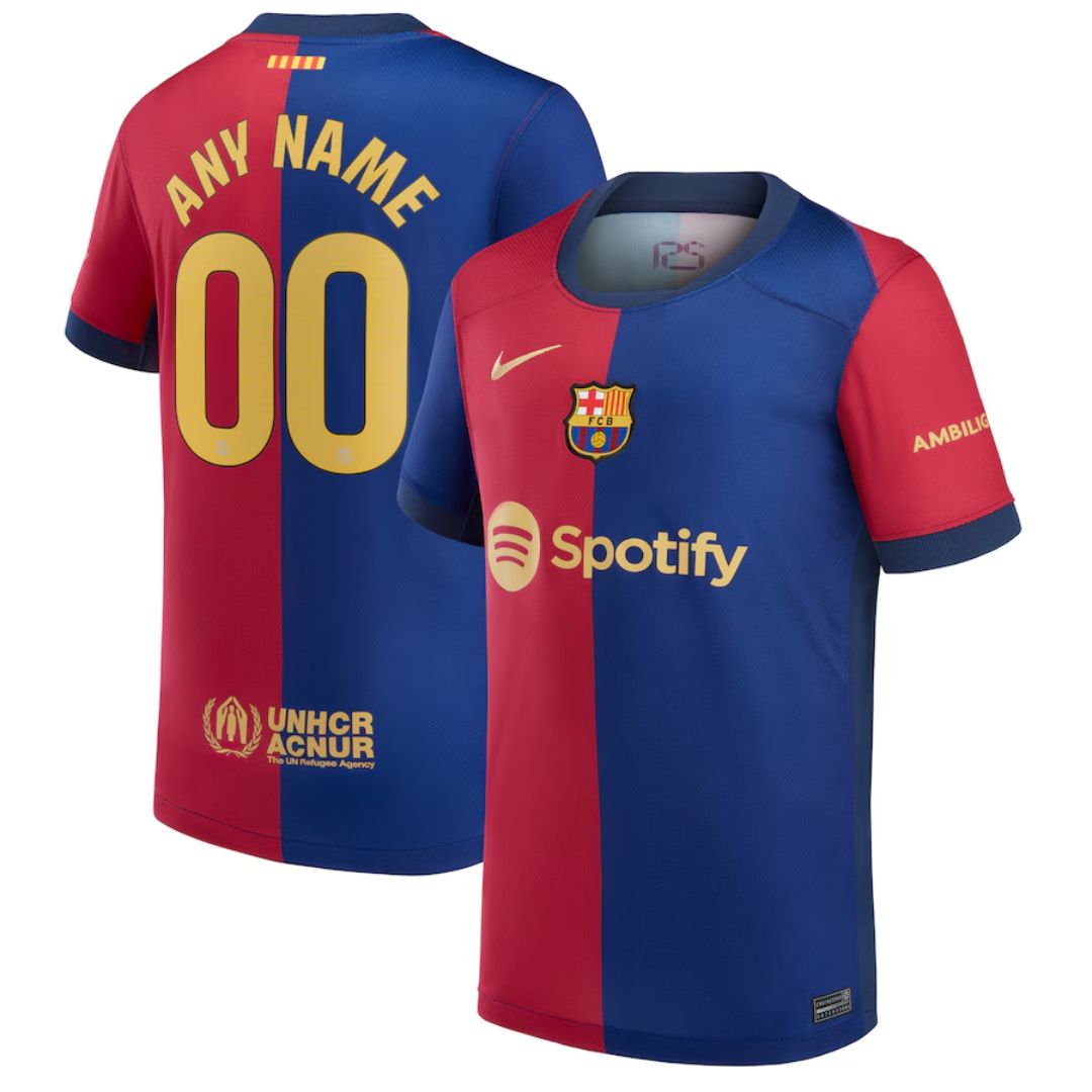 Barcelona 2024/25 Kids Home Jersey Shirt (Add Your Own Name & Number)