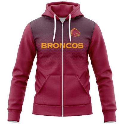Brisbane Broncos 2025 Training Hoodie with Zipper