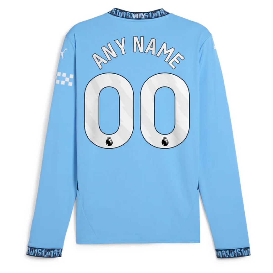 Manchester City 2024/25 Long Sleeve Home Jersey Shirt (Add Your Own Name & Number)