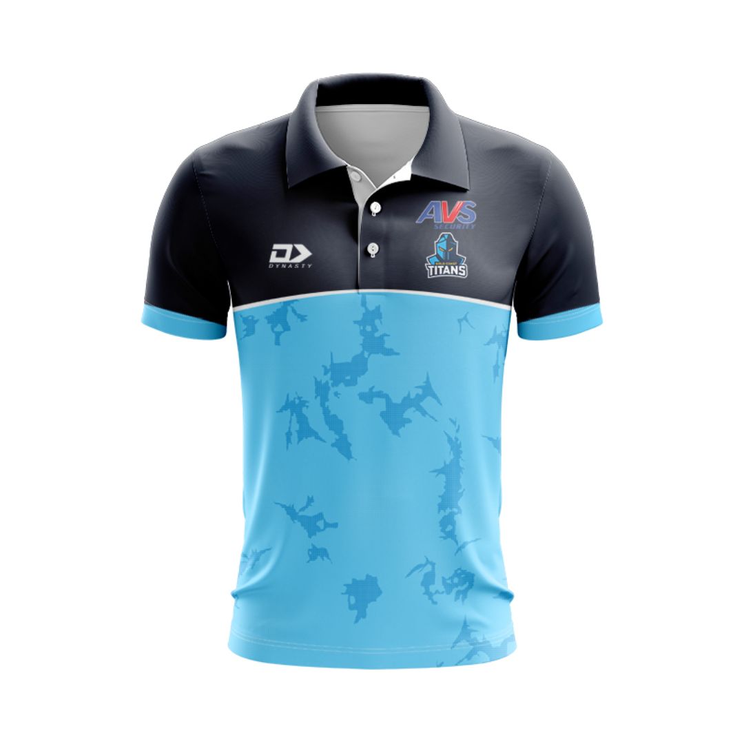 Gold Coast Titans 2025 Junior Cyan Blue Training Polo Shirt