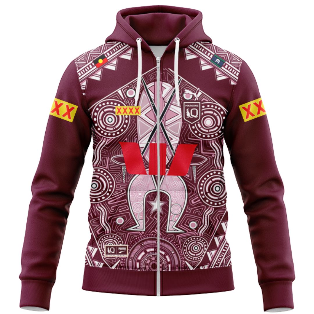 Queensland Maroons 2026 State Of Origin Indigenous Hoodie with Zipper
