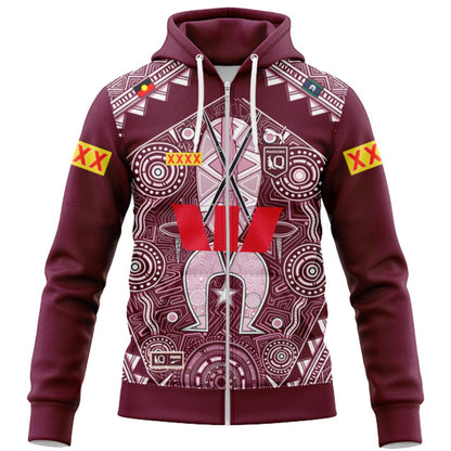 Queensland Maroons 2026 State Of Origin Indigenous Hoodie with Zipper