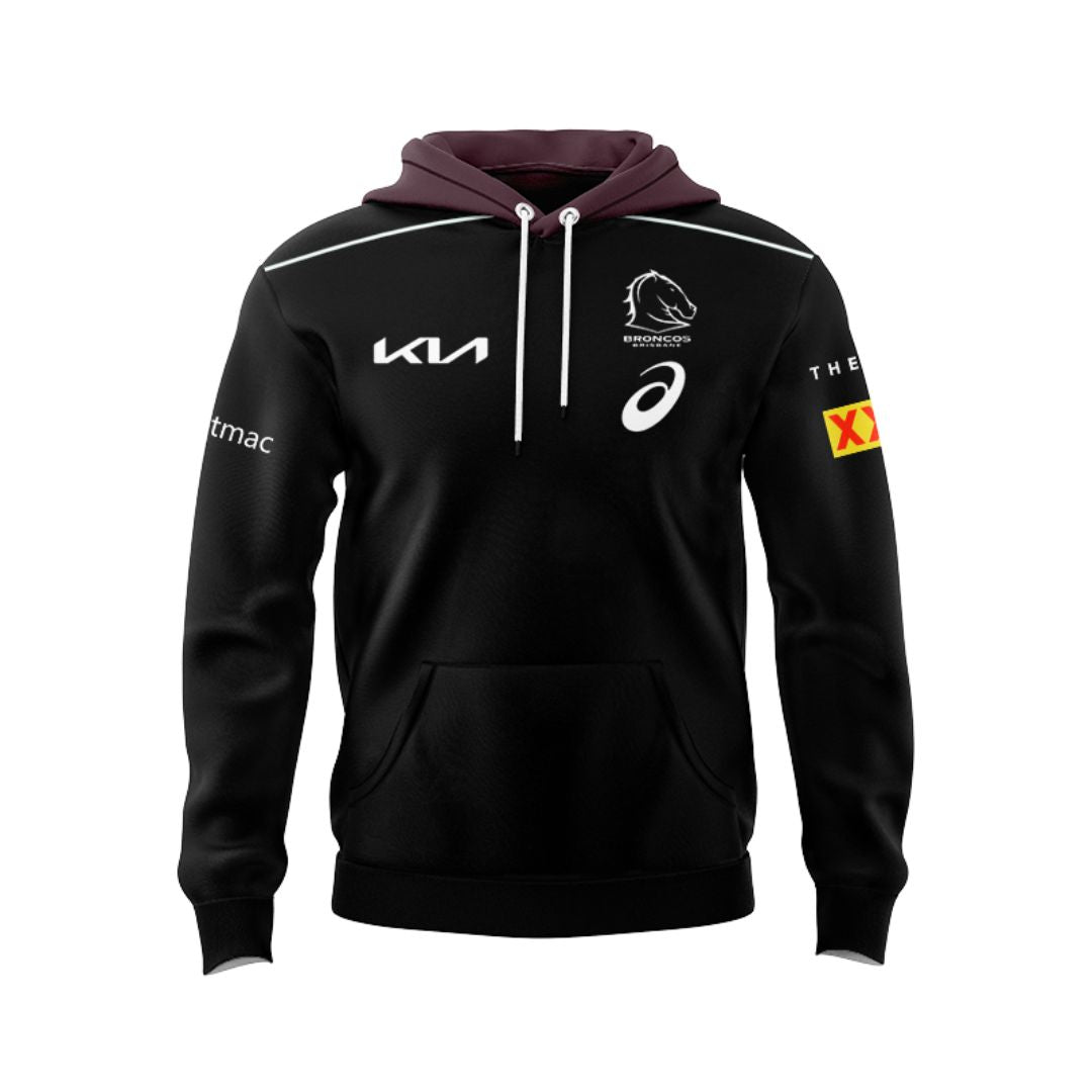 Brisbane Broncos 2025 Kids Black Front Hoodie