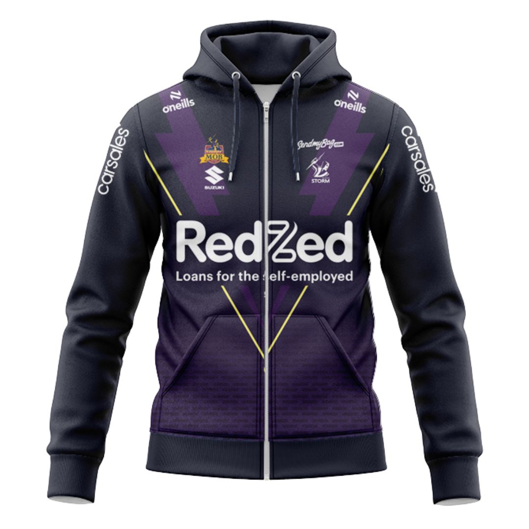 Melbourne Storm 2025 Warm Up Hoodie with Zipper