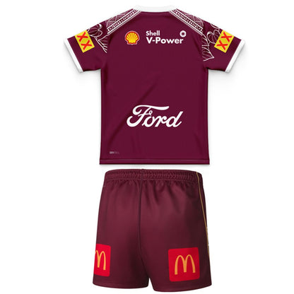 Queensland Maroons 2026 State Of Origin Kids Indigenous Jersey and Shorts Kit
