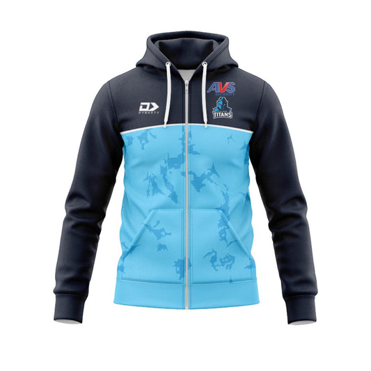 Gold Coast Titans 2025 Junior Cyan Blue Training Hoodie with Zipper