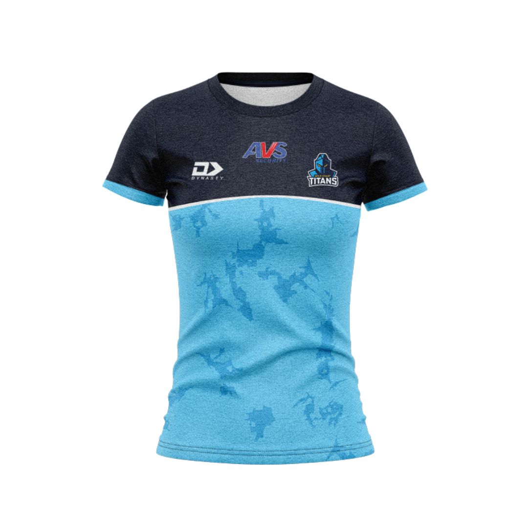 Gold Coast Titans 2025 Women's Junior Cyan Blue Training Shirt